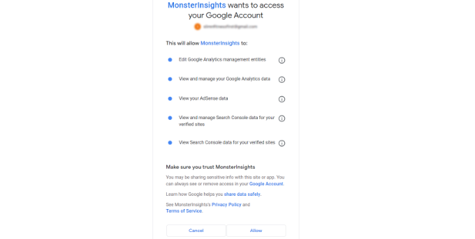 Allow access to your Google account